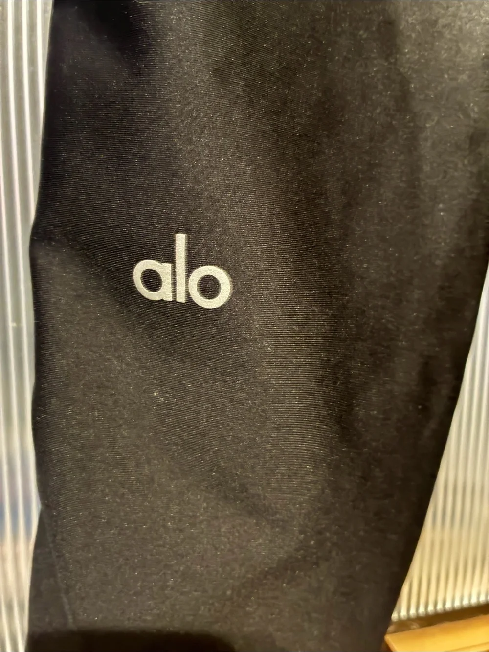 ALO Yoga Black Leggings with White Side Stripe